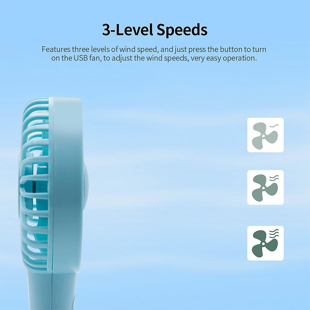 K62 Mini Usb Fan Rechargeable Handheld Fan Desktop 3-level Wireless Charging For Mobile Phone Blue Blue