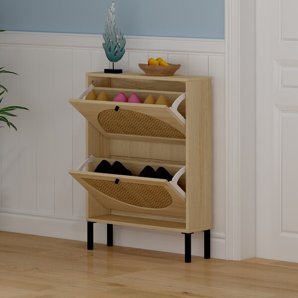 Rattan Shoe Organizer Shoe Storage Cabinet - - 35484468