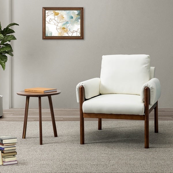 Tiago Comfy Living Room Accent Armchair with Solid Wood Legs by HULALA HOME