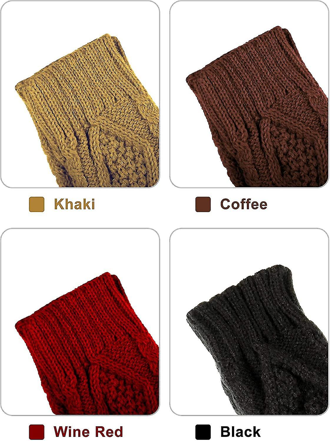 4 Pairs Winter Knit Warm Long Glove Thumbhole Fingerless Gloves Arm Warmers Glove For Women