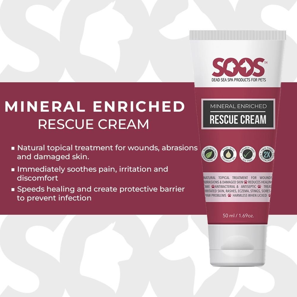 Soos Pets Mineral Enriched Rescue Cream for Dogs and Cats， 1.7-oz bottle