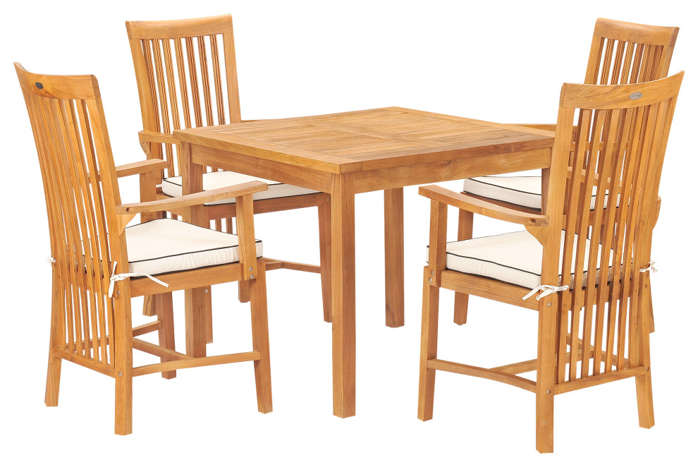 Teak Wood Balero Patio Bistro Dining Set including 35 quotTable and 4 Arm Chairs   Transitional   Outdoor Dining Sets   by Chic Teak  Houzz