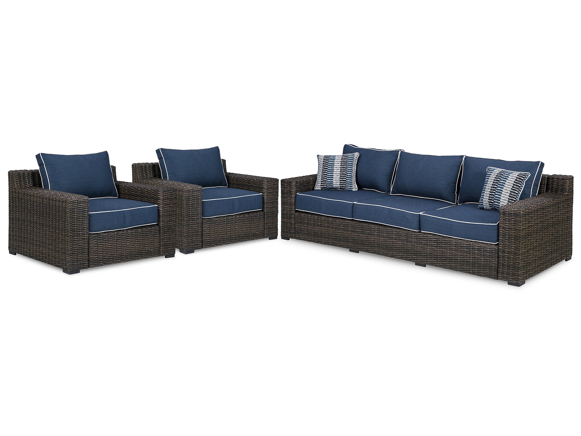 Grasson Lane Outdoor Sofa with 2 Lounge Chairs