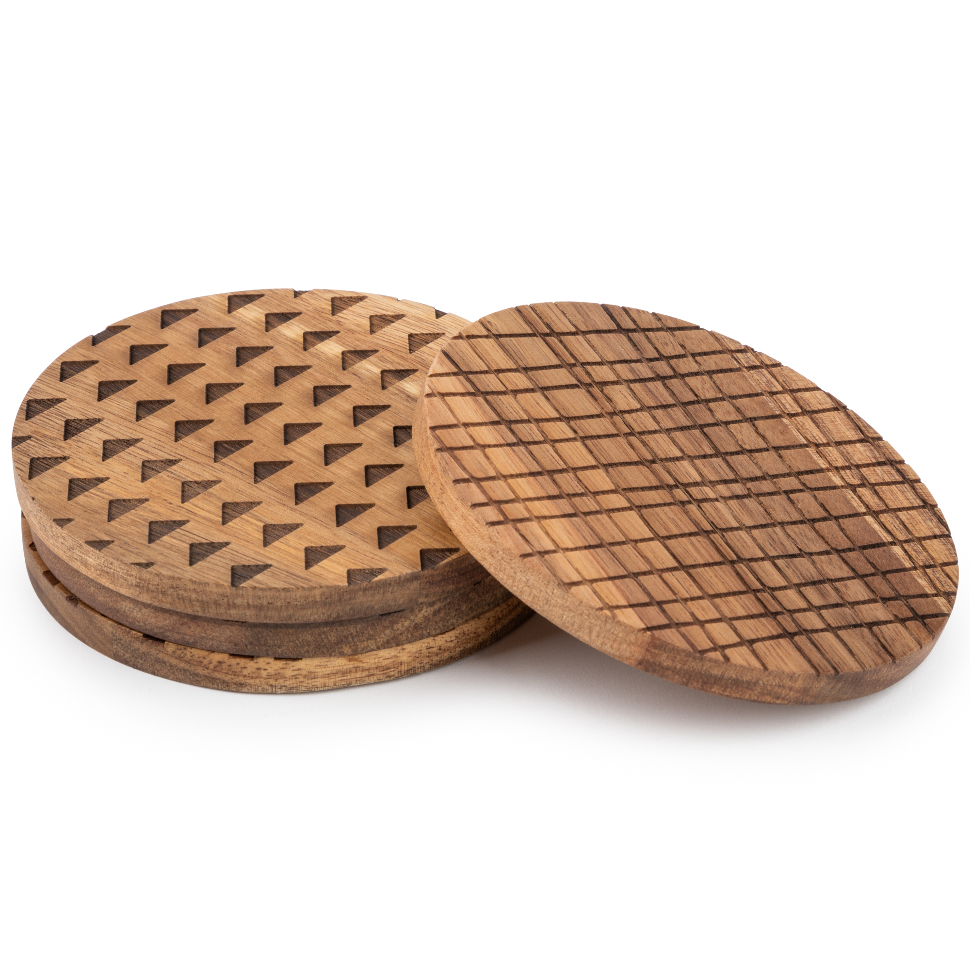 Thyme and Table Acacia Wood Coasters， 4-Piece Set， Brown