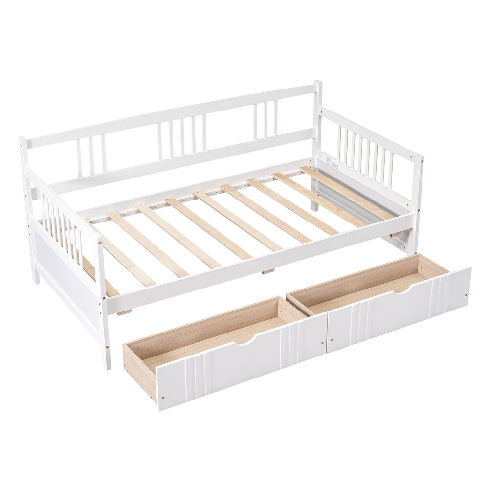 Classic and Stylish Design Twin Size Daybed Wood Bed with Two Drawers