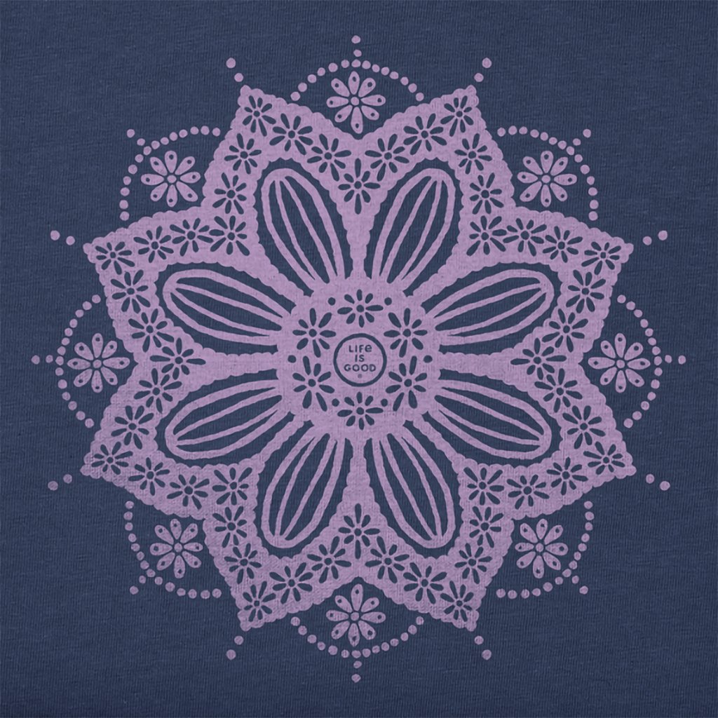 Life Is Good  Women's Women's Crochet Mandala Daisy Crusher Tee