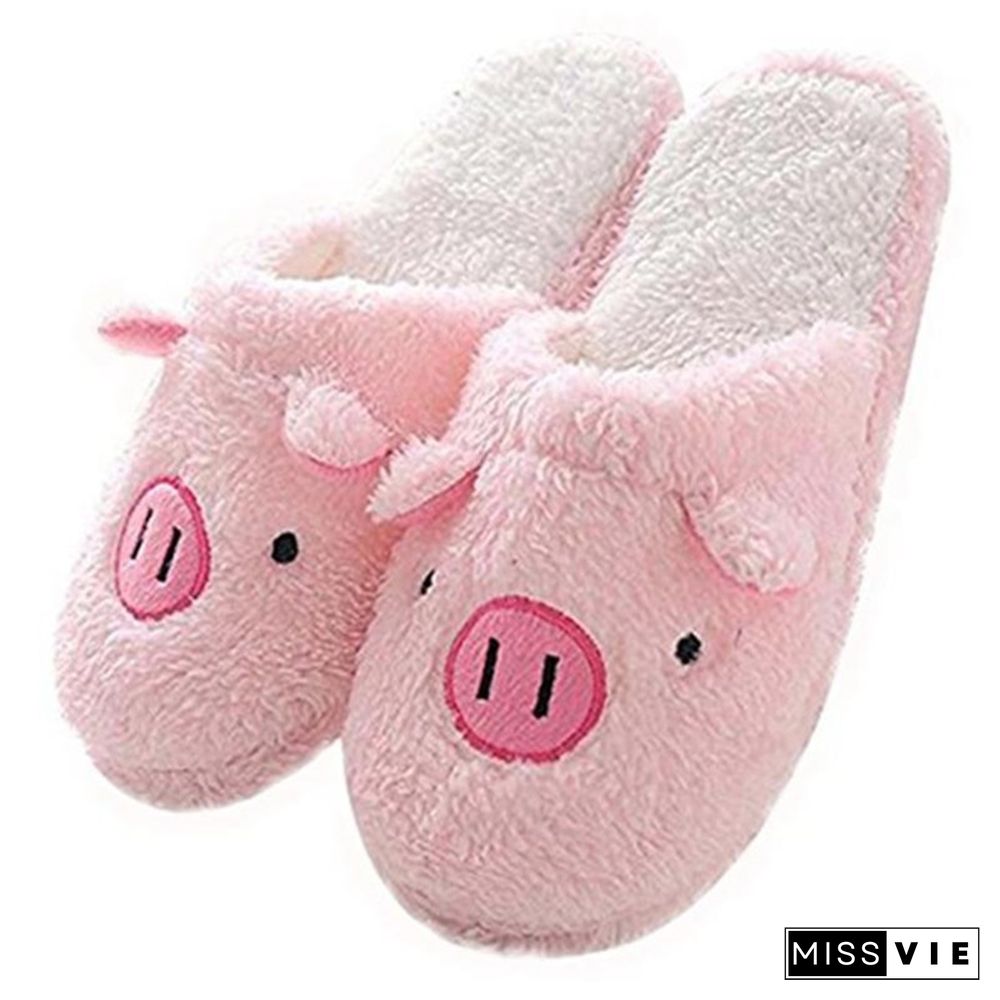 Lovely Men Women Couple Winter Pig Indoor House Slippers Anti-Slip Home Warm Shoes Gift