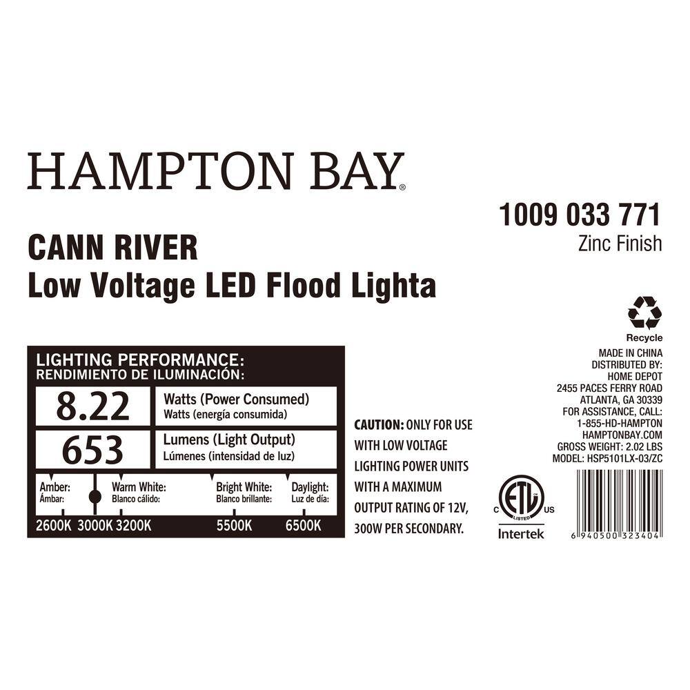 Hampton Bay Cann River Low Voltage Silver Low Voltage Hardwired Landscape Flood Light with Integrated LED and Adjustable Lamp Head HSP5101LX-02ZC