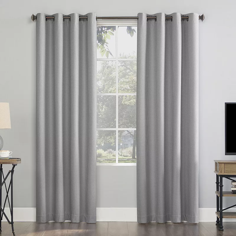 Sun Zero Array 100% Blackout Woven Dobby Draft Shield Fleece Insulated Grommet Window Curtain