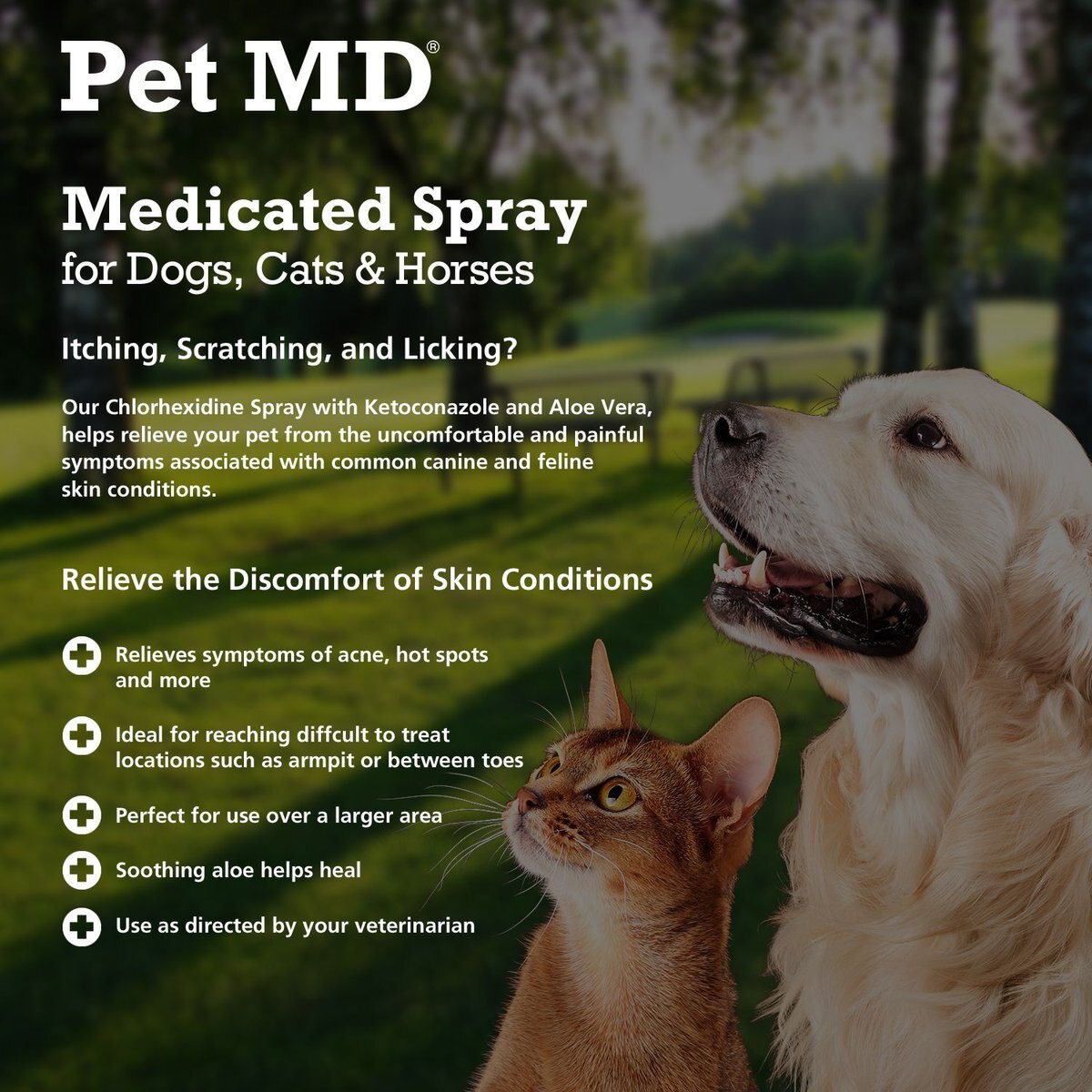 Pet MD Antiseptic and Antifungal Medicated Spray for Dogs， Cats and Horses