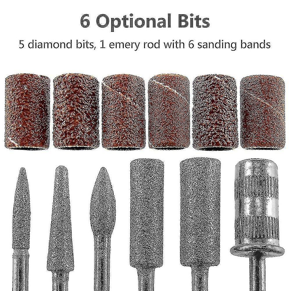 Electric Nail Drill Machine Filer Kit Rotary Carver Nail Polish Machine Set With 6 Acrylic Gel Remover Pedicure Tools Nail Art