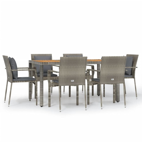 vidaXL 3 Piece Patio Dining Set with Cushions Black Poly Rattan