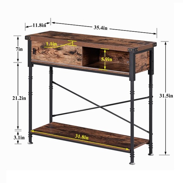 VECELO， Taomika Industrial Rustic Entryway/Console Sofa Table