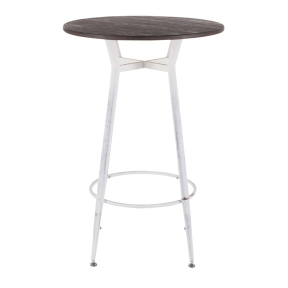 Clara Industrial Round Bar Table in Vintage White ...