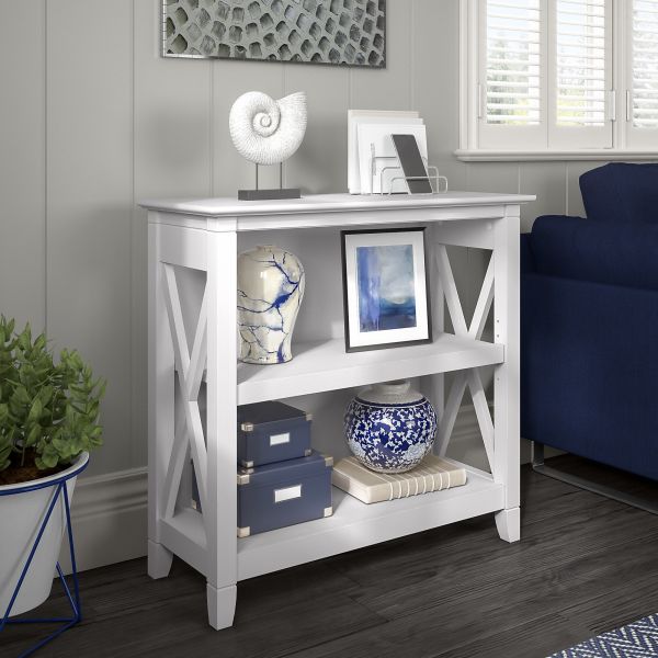 Bush Furniture Key West Small 2 Shelf Bookcase in Pure White Oak