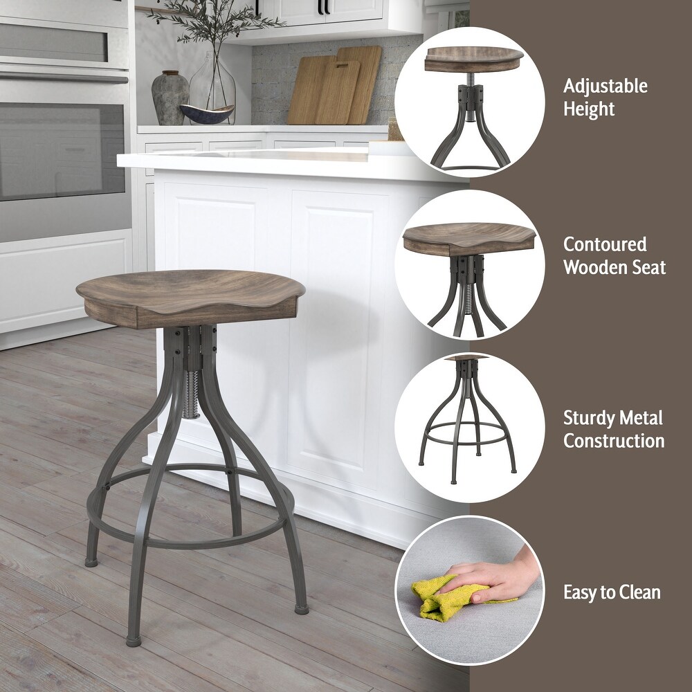 Hillsdale Worland Backless Metal Adjustable Height Swivel Stool