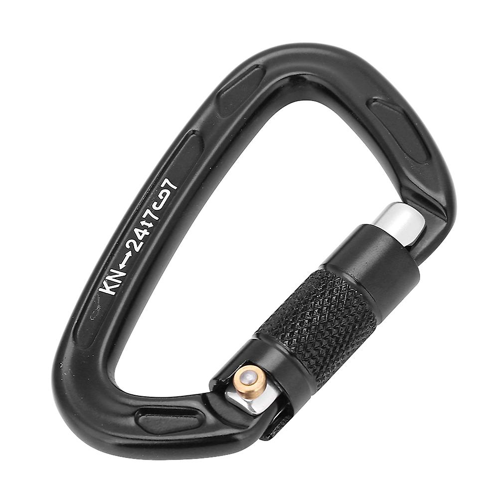 25kn Safety Lock D Buckle Outdoor Rock Climbing Rescue Carabiner Equipment (black)