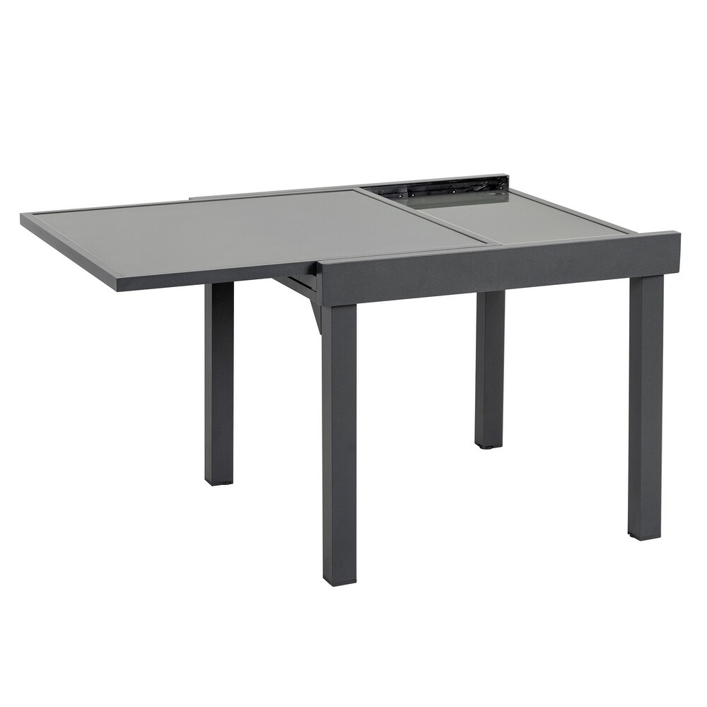 Pellebant Aluminum Rectangular Outdoor Extension Dining Table   N/A