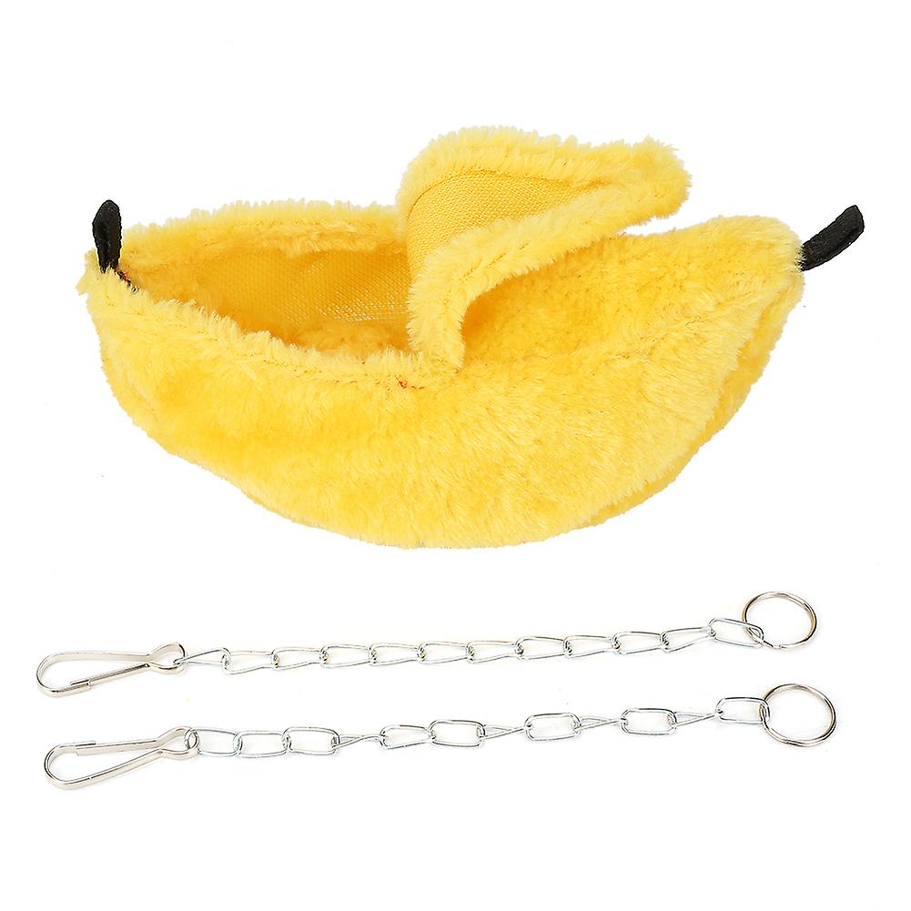 Small Warm Plush Banana Shaped Pet Nest House For Hamster Hammock Bed(yellow)