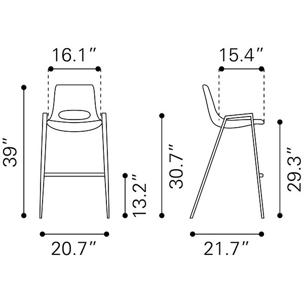 Desi Barstool Chair (Set of 2) - 20.7