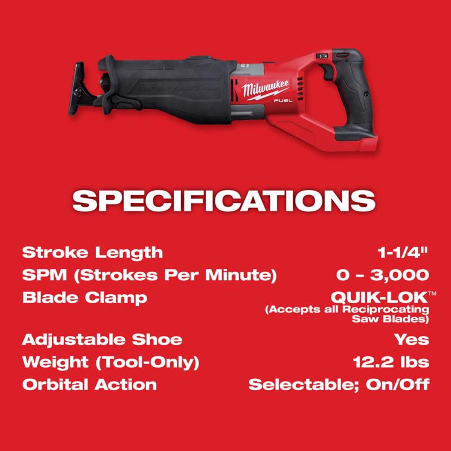 MW M18 FUEL SUPER SAWZALL 18 V Cordless Brushless Reciprocating Saw Kit (Battery \u0026 Charger)