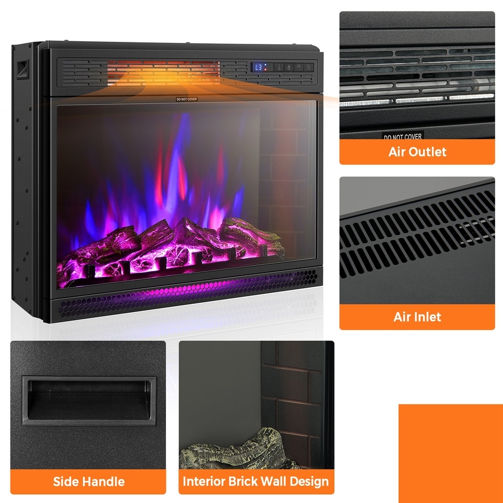 Costway 25''Electric Fireplace Freestanding   Recessed Heater Log   See Details