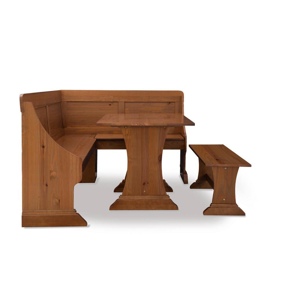 Linon Home Decor AnnClaire Golden Pine Breakfast Nook with Table and Bench THD02675