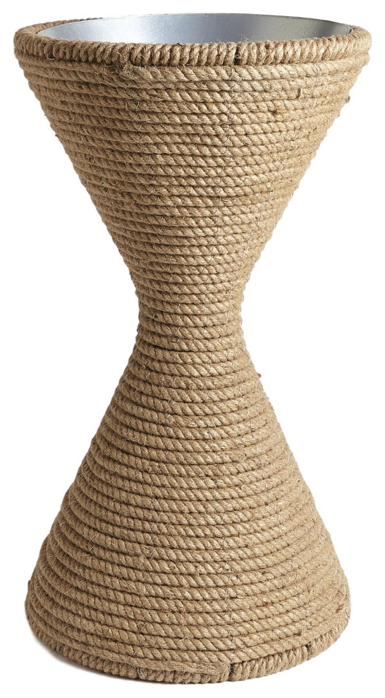 Elegant Large Mid Century Modern Jute Rope Planter 24 quotStanding Floor Hourglass   Beach Style   Outdoor Pots And Planters   by My Swanky Home  Houzz