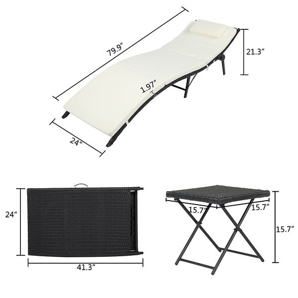 3pcs Modern Outdoor Rattan Folding Chair with Coffee Table