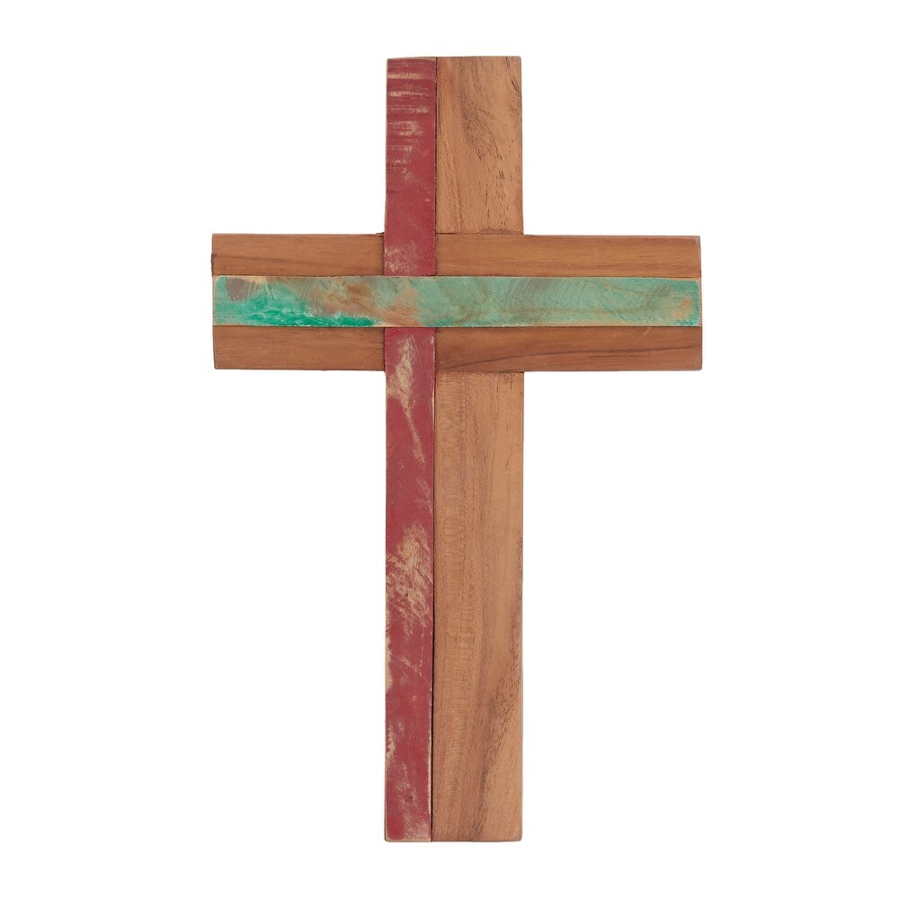 Brown Wood Rustic Wall Decor Cross 16 x 10   10 x 4 x 18