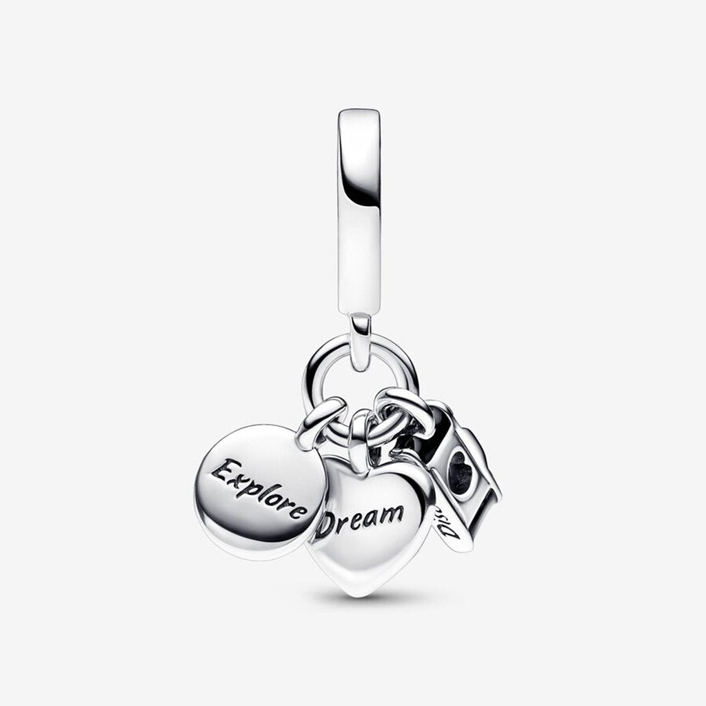 PANDORA  Camera, Heart & Compass Triple Dangle Charm