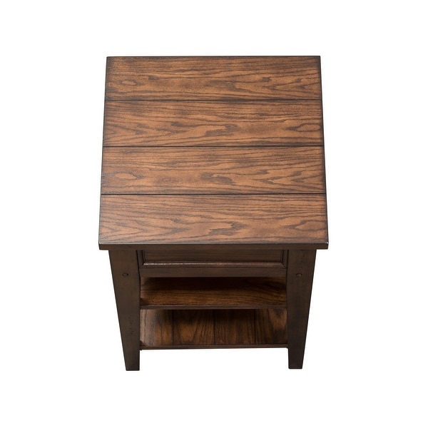 Lake House Rustic Brown Oak Chair Side Table