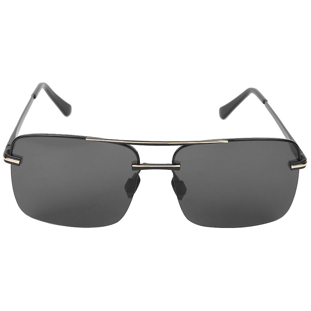 Fashionable Polarized Men Frameless Sunglasses Driving Night Vision Protection Glassesblack Gold Frame Black Gray Lens