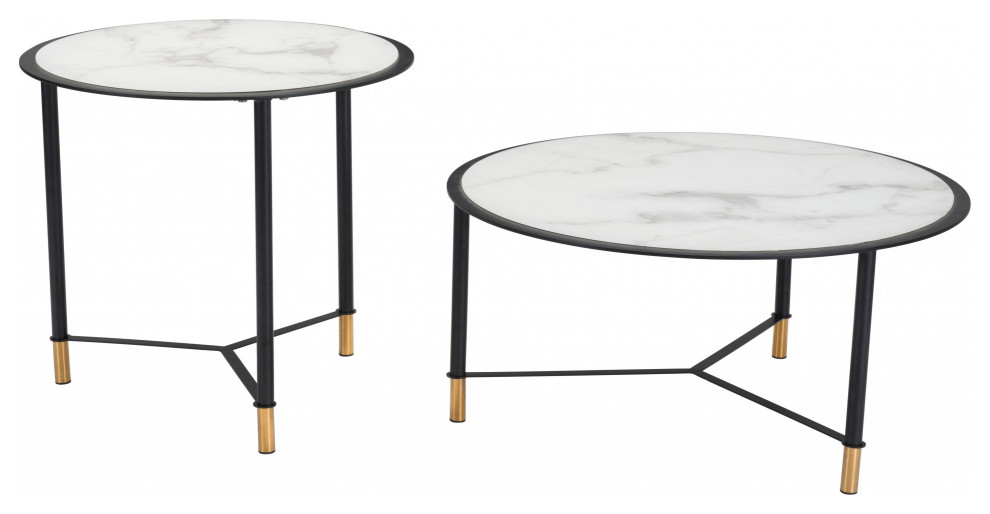 Set of 2 Davis Coffee Tables Black and White   Contemporary   Coffee Table Sets   by Global Discount Store LLC  Houzz