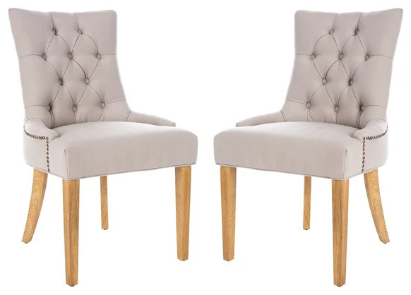 Liddie 19  x27 x27H Tufted Linen Side Chairs Set of 2 Taupe   Modern   Dining Chairs   by Virgil Stanis Design  Houzz