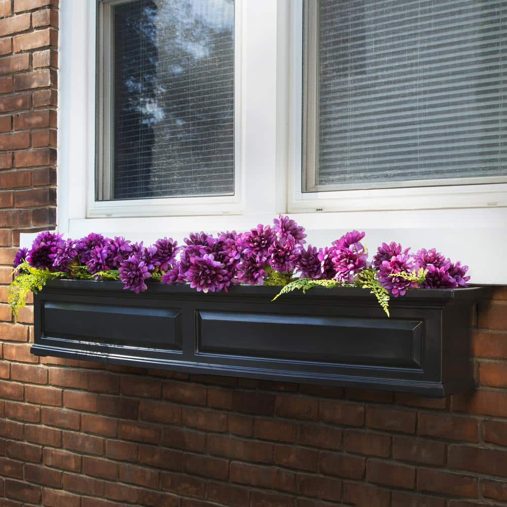 Mayne Nantucket 60 in. x 11.5 in. Self-Watering Black Polyethylene Window Box 4832-B