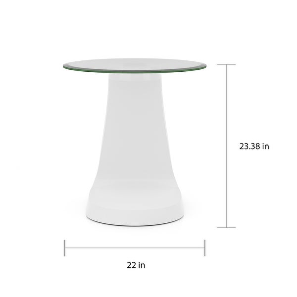 Furniture of America Crescendo Modern Glass Top 22-inch Side Table