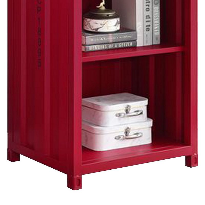 Reception Desk with Container Style and 3 Tier Shelves， Red