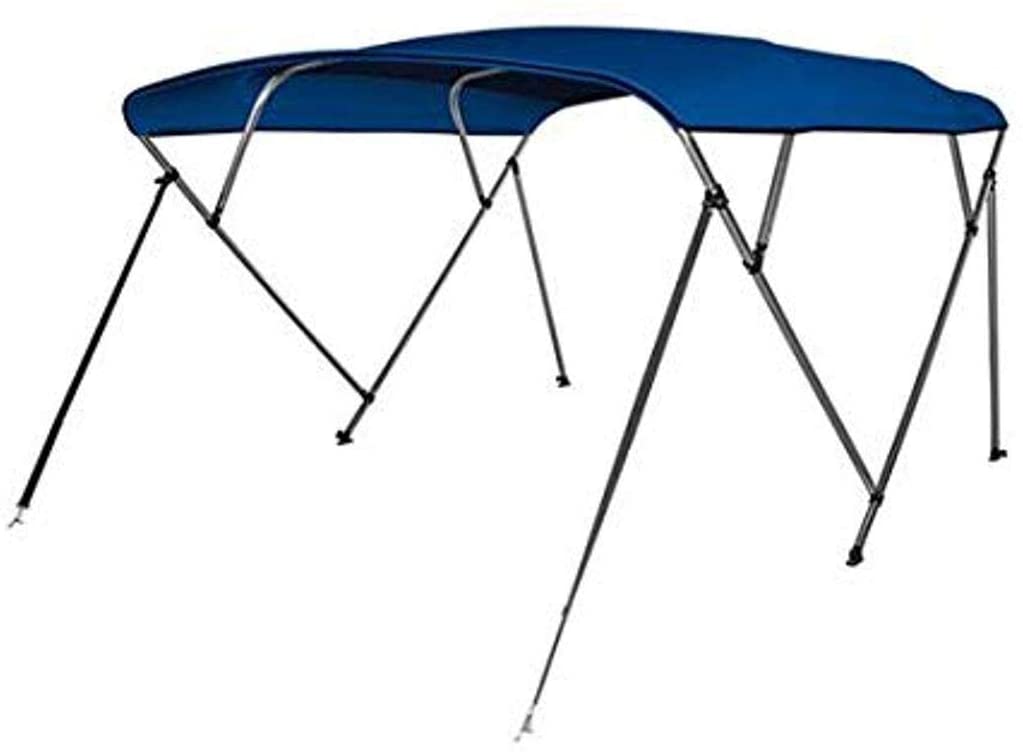 SereneLife 4 Bow Bimini Top - 2 Straps and 2 Rear Support Poles with Marine-Grade 600D Polyester Canvas (Royal Blue)