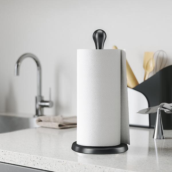 Umbra Black Stainless Steel Tug Paper Towel Holder