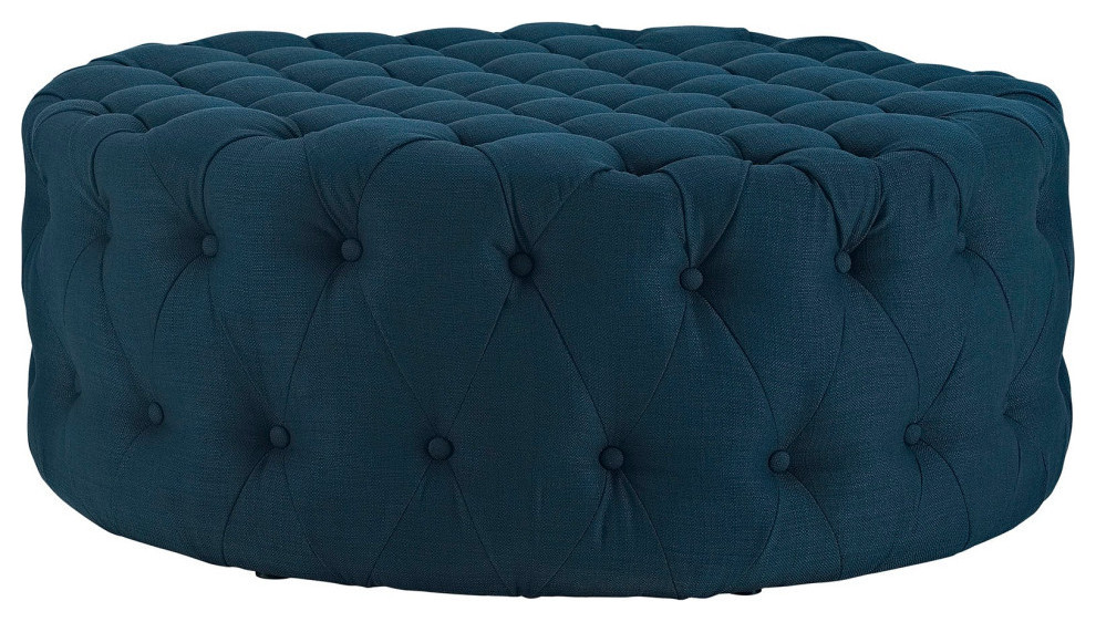 Mara Azure Upholstered Fabric Ottoman   Transitional   Footstools And Ottomans   by Virgil Stanis Design  Houzz