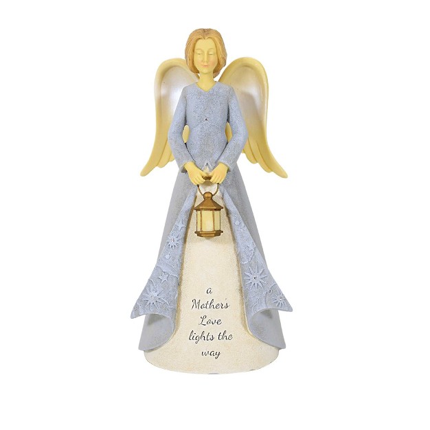 Foundations Mother Angel One Figurine 7 5 Inches Love Light The Way Lantern 6011538 Polyresin Blue