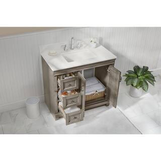 Home Decorators Collection Naples 36 in. W Bath Vanity Cabinet Only in Distressed Grey with Left Hand Drawers NADGA3621DL