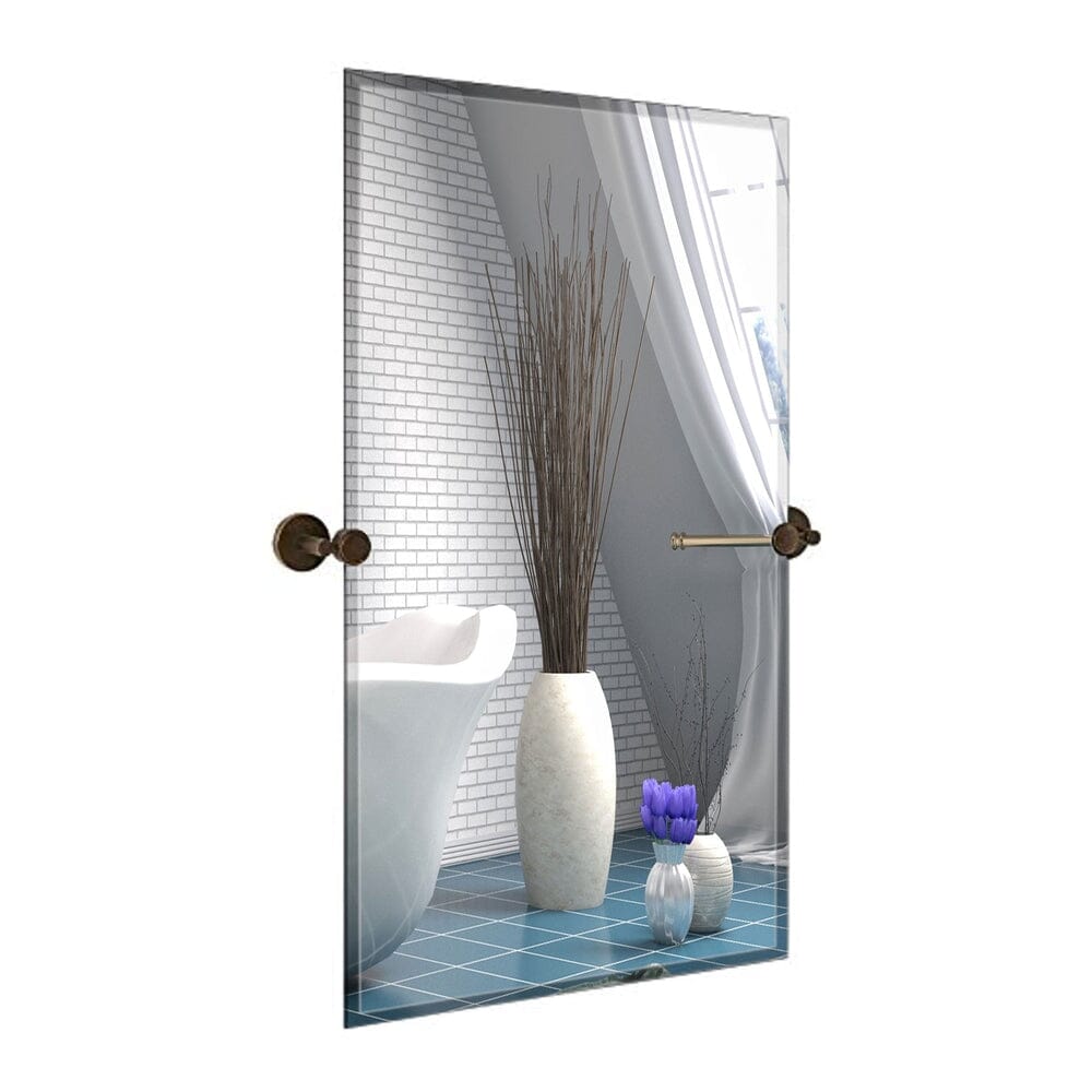 Large Pivot Rectangle Mirror with Oil Rubbed Bronze Wall Anchors 20