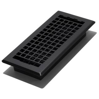 Decor Grates 4 in. x 10 in. Lattice Floor Register Textured Black LTH410-BLK