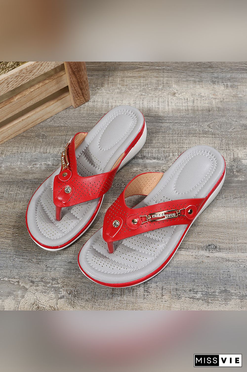 Rhinestone Metal Buckle Hollow Out Sandals Wholesale