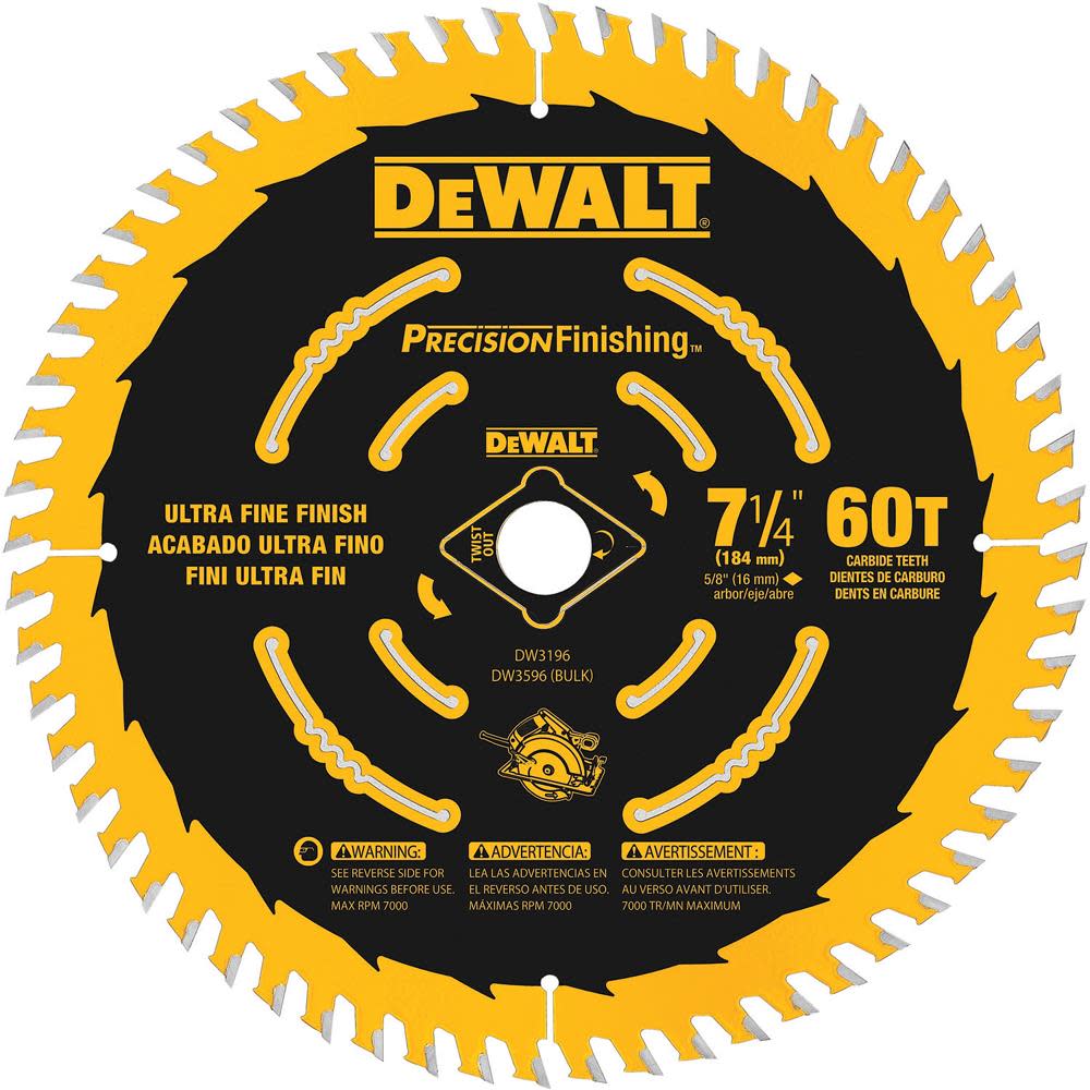 DW 7 1/4 in Thin Kerf Fine Cutting Blade DW3196 from DW