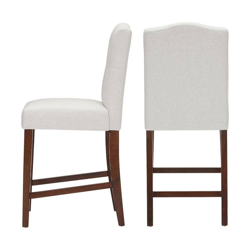 StyleWell Beckridge Biscuit Beige Upholstered Counter Stools with Tufted Back (Set of 2) Lunon CS WB