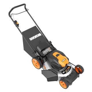 Worx Power Share 20 in. 40-Volt Li-ION Battery 5.0Ah Walk Behind Push Mower wMulching and Side Discharge (Tool Only) WG751.9