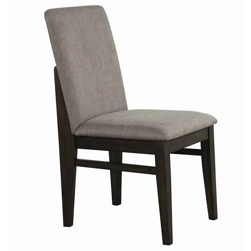 Fabric Upholstered Side Chair with Tapered Legs， Set of 2， Gray and Brown